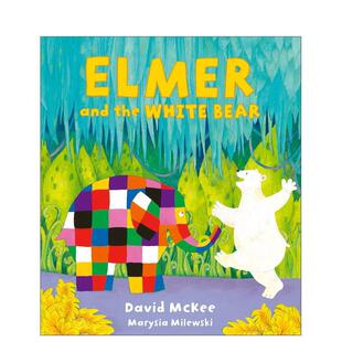 White McKee 花格子大象艾玛与白熊 儿童绘本图书David 英文进口原版 Bear the and Elmer 预售
