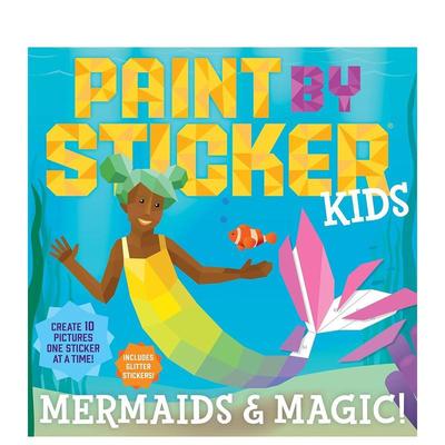 【现货】儿童贴纸绘画：美人鱼与魔法！Paint by Sticker Kids: Mermaids & Magic!英文进口原版儿童趣味图书WORKMAN PUBLISHING3