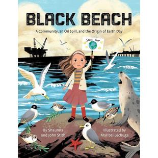 bee 动物生态环保 Beach 6岁 儿童绘本图书 黑沙滩Black 英文进口原版 books little 预售