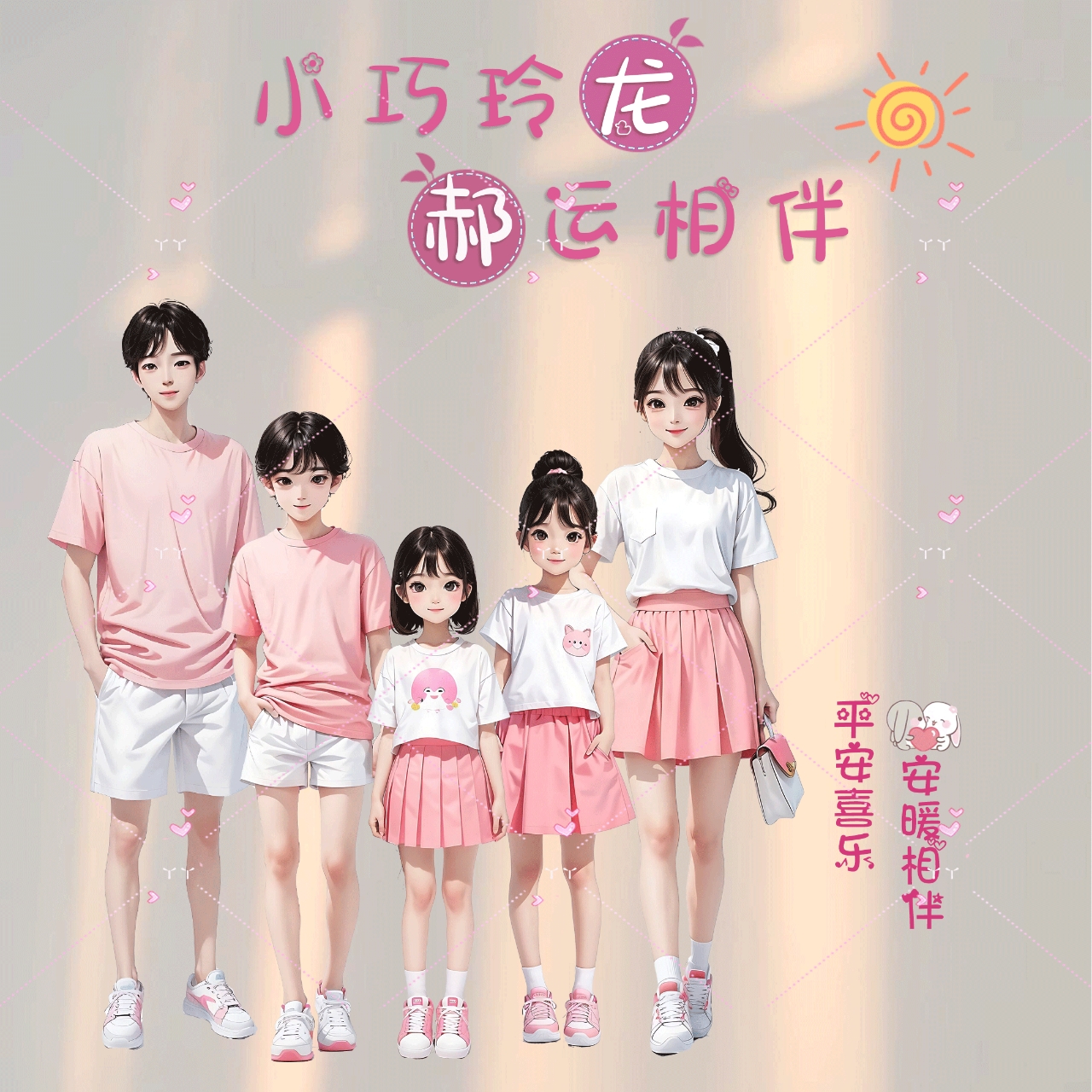 抖音直播全家福头像素材PSD新款亲子姓氏谐音背景图片像制作设计