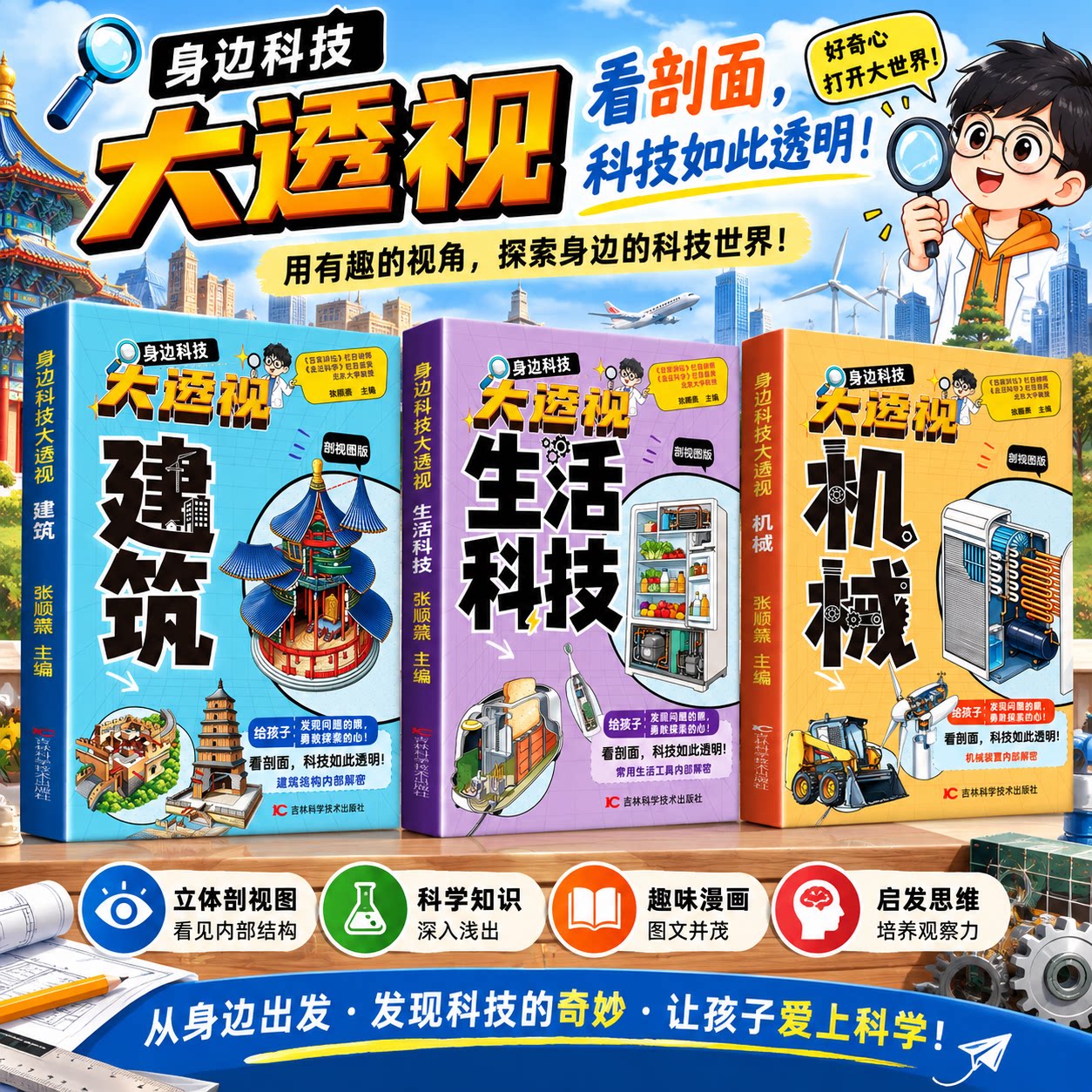 【官方正版】大国重器百科全书 身边科技大透视 揭秘工程科学奥秘 机械 建筑 生活科技 飞机 军舰 枪械儿童科普大百科全书