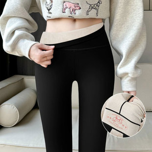 小个子紧身提臀瑜伽打底裤 加绒加厚棉裤 女士秋冬季 羊绒蚕丝鲨鱼裤
