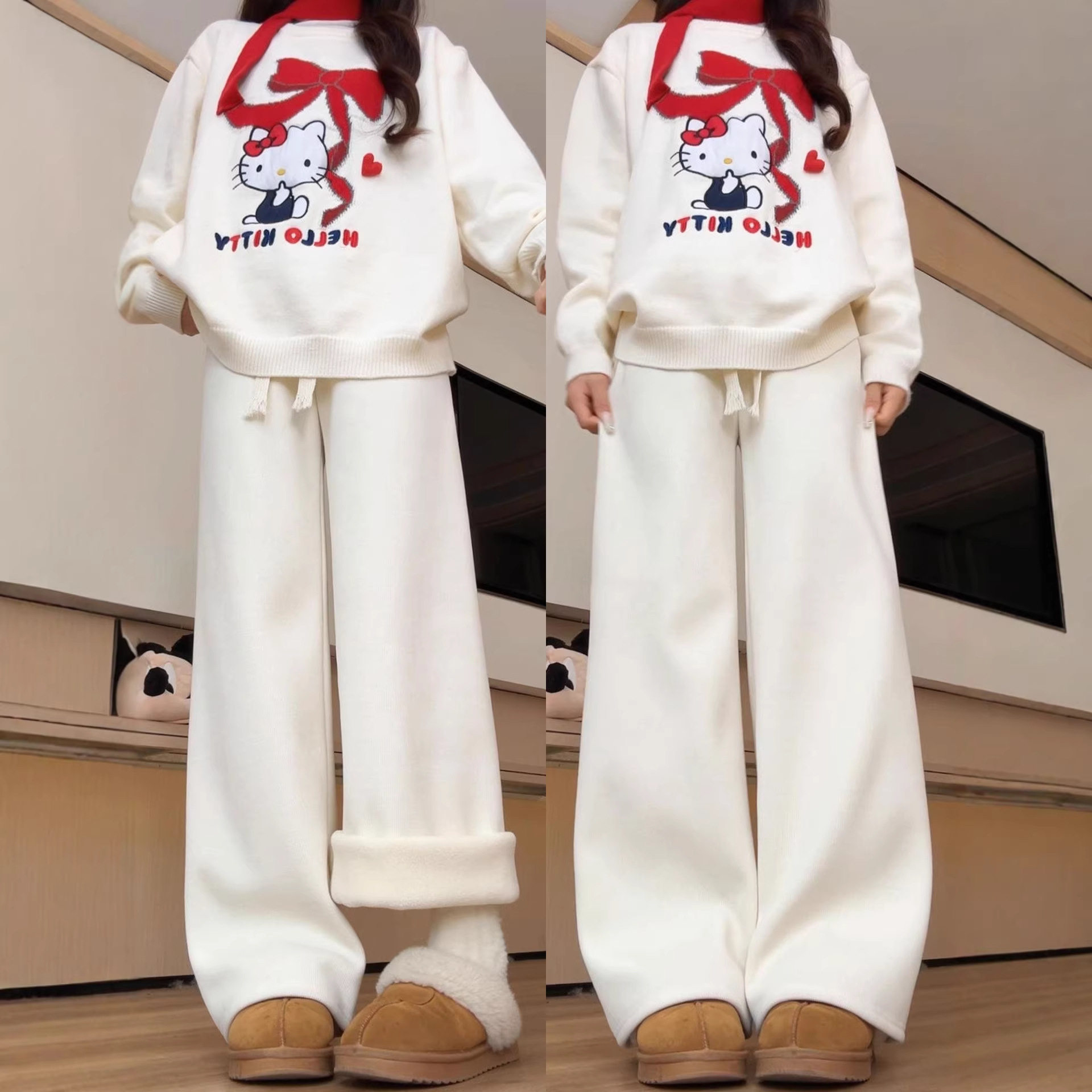 灯芯绒阔腿裤女冬小个子加厚白色保暖棉裤雪尼尔窄版直筒加绒裤子,女装/女士精品,休闲裤,淘宝优惠券,粉丝福利购,淘宝优惠卷