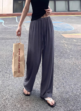 天丝亚麻裤子女夏季薄款凉感垂感休闲慵懒风棉麻阔腿裤超会购