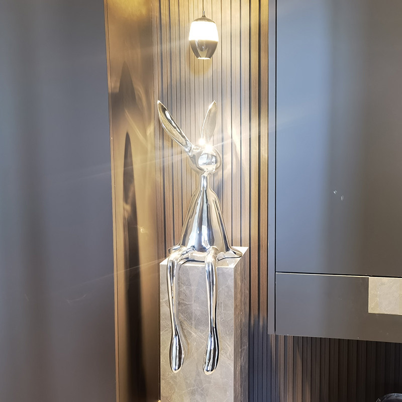 极简坐姿兔子落地摆件客厅沙发电视柜旁玄关壁龛小众高级感装饰品,家居饰品,落地摆件,淘宝优惠券,粉丝福利购,淘宝优惠卷