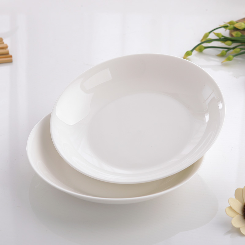 健康白骨瓷汤盘8英寸深菜盘子
