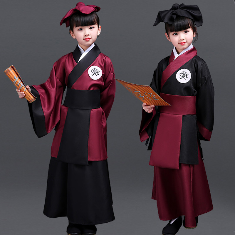 国学汉服古典表演出服朗诵三字经