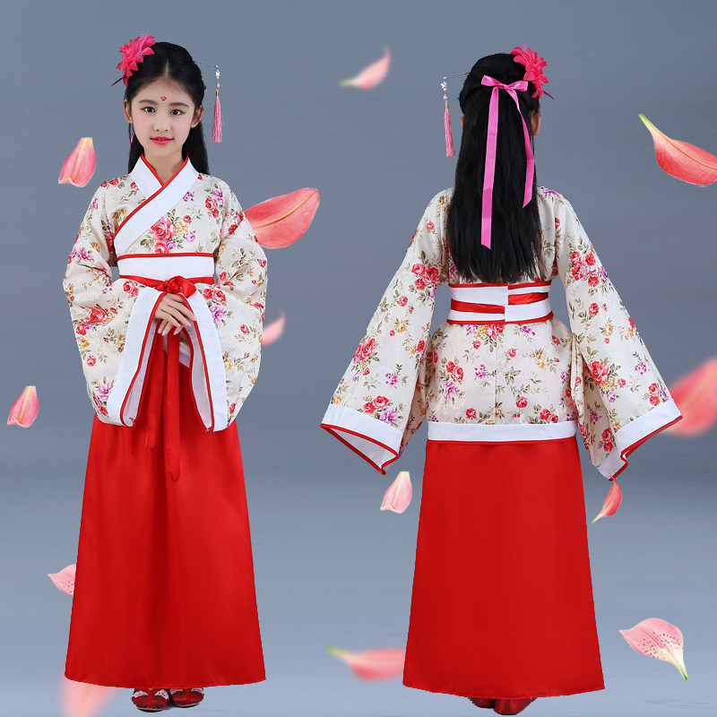 六一儿童古装仙女服唐装中国风古代公主贵妃古筝汉服改良表演出服