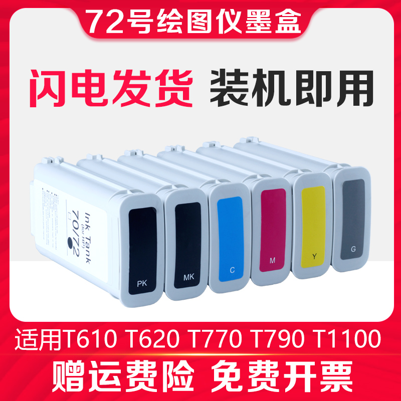 信印HP72墨盒适用T1100 T790 T610 T770 T620 T1200 T1300 T1120 T2300 T1708惠普绘图仪T795打印机墨盒彩色-封面