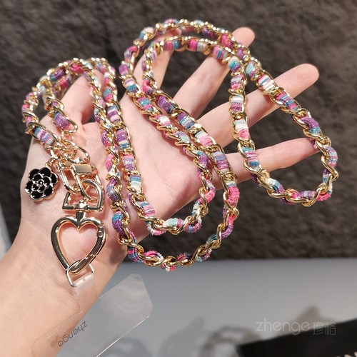 手机挂绳长款斜挎可背金属扭链