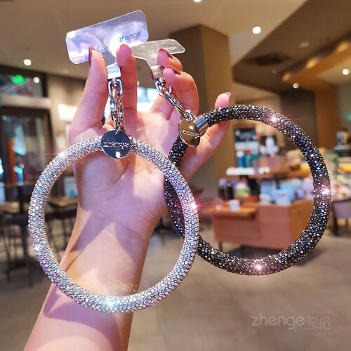 手机挂绳短款满钻圆圈挂环时尚
