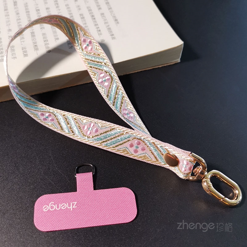 双域花纹编织手机挂绳女手腕式短款户外旅游登山出行逛街防丢手提链带子宽版结实耐用电话套壳钥匙绳通用新品