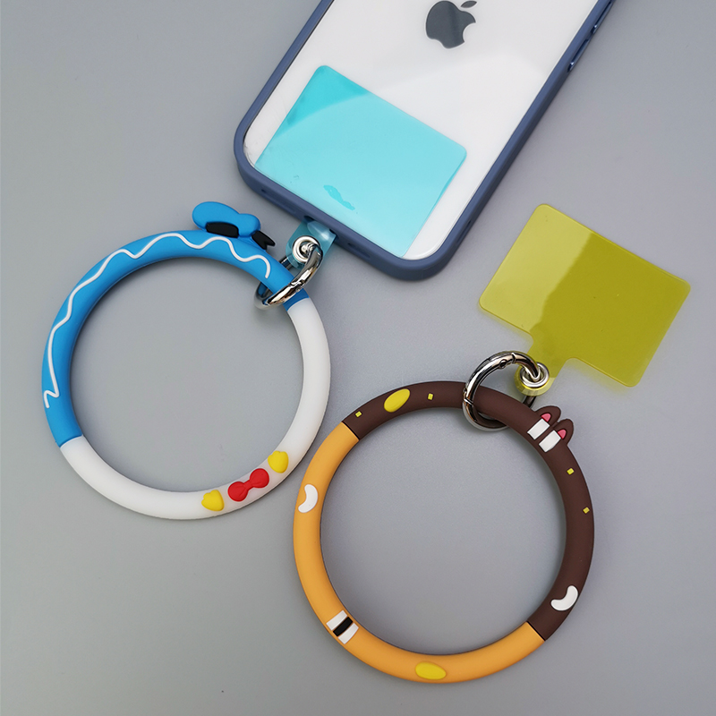 手机挂绳手环扣短款手腕绳液态硅胶大圆环唐老鸭手机链挂件带固定防丢夹片手提圆圈扣软胶手机绳挂饰