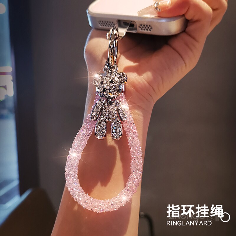 超好看闪钻指环手机挂绳图片