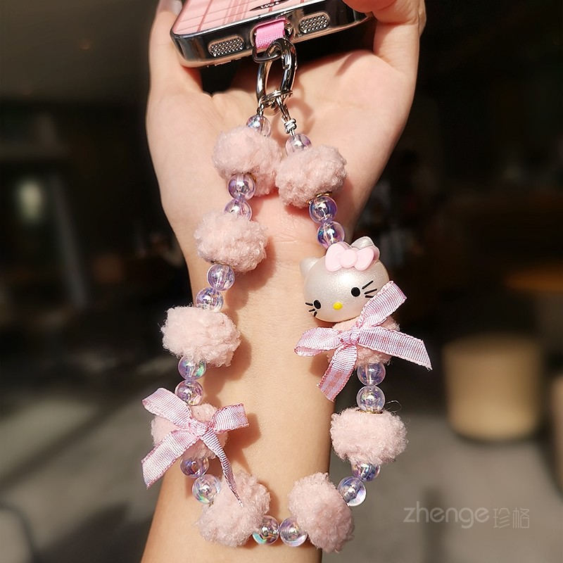 双域手机链毛绒球珠可爱猫挂件女独特超好看轻奢小众精致高级感手腕绳短款户外旅游行拍照防掉摔手提套壳挂绳,3C数码配件,手机挂件/手机链,淘宝优惠券,粉丝福利购,淘宝优惠卷
