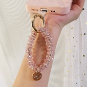 手腕绳手机壳通用结实防丢防盗吊绳 钥匙扣短款 手机挂绳弹力发圈水晶手环挂件高端时尚 手提挂链简约奢华新款