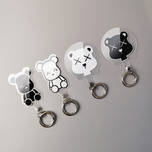 手机挂绳贴片男女款卡通小熊软胶防丢固定卡片携带手提充电口扣连接神器手机壳背贴动漫夹片无挂绳免打孔