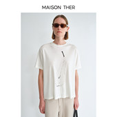 MAISON T恤 醋酸针织香梨素描印花Tee短袖 THER 2025女士春夏新款