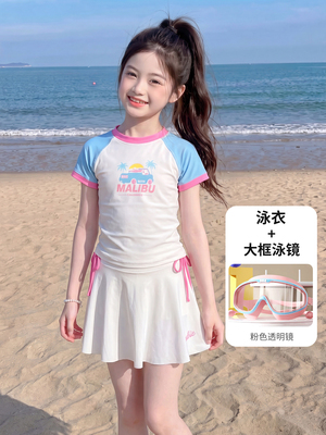 女童泳衣2026夏季新款中大童女孩撞色分体游泳衣儿童甜美海边泳装 — 2