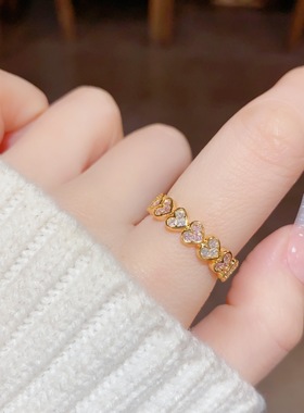 2025新款气质精致甜美简约锆石爱心戒指高级感时尚百搭食指戒指环