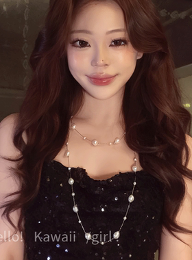 法式纯欲满天星多层项链女复古轻奢长款毛衣链小众颈链