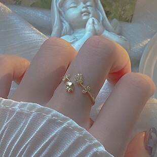 「昭和小玫瑰」轻奢气质百搭花朵戒指套装小众设计感百搭指环开口