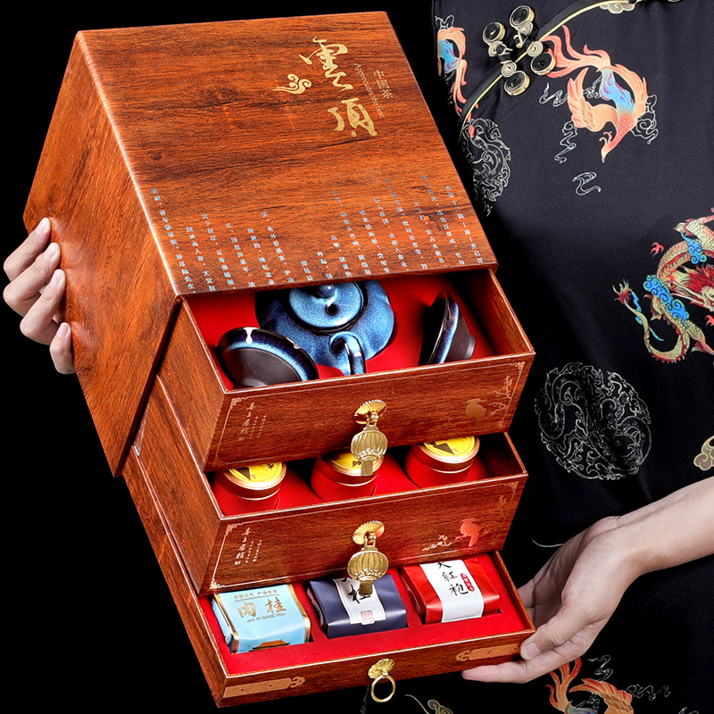 武夷山大红袍茶叶礼盒装浓香型正岩岩茶肉桂茶过年送礼高档礼品|ruв категории чай, чай улун (новый), Да Хун Пао - от Buy2taobao.com для оказания профессиональной услуги покупки агента Taobao