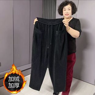 款 200斤胖MM大码 中老年时尚 高腰宽松加肥休闲裤 加绒女裤 秋冬新款