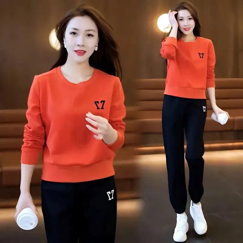 秋季女装高档休闲运动服套装女士洋气减龄显瘦圆领卫衣卫裤两件套