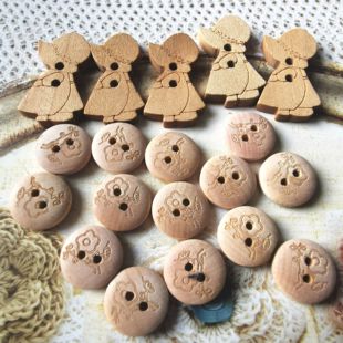 手工辅料 2元 天然原木纽扣 25颗 杂货风