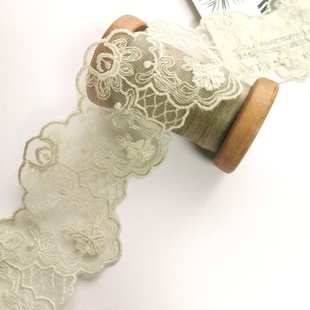 手工diy材料台湾柔软乳白色花朵棉线刺绣超宽花边宽5.8CM5元 2米