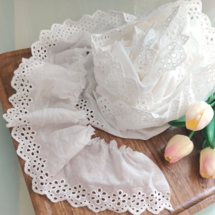 JIN口手工diy材料服装 推荐 辅料白色迷你小花棉布花边宽9CM