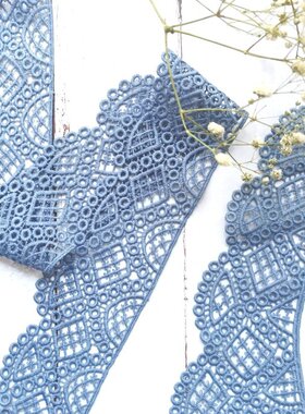 2对价 手工diy材料服装辅料精美灰蓝色莫兰迪重工尼龙花边领子