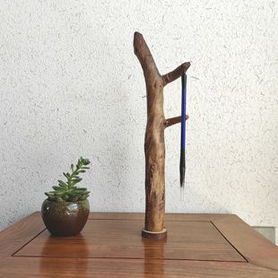 千年胡杨风化老木原木随形笔架摆件自然禅意艺术创意家居收藏饰品