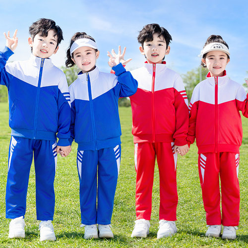 春秋季学院男女红蓝幼儿园园服