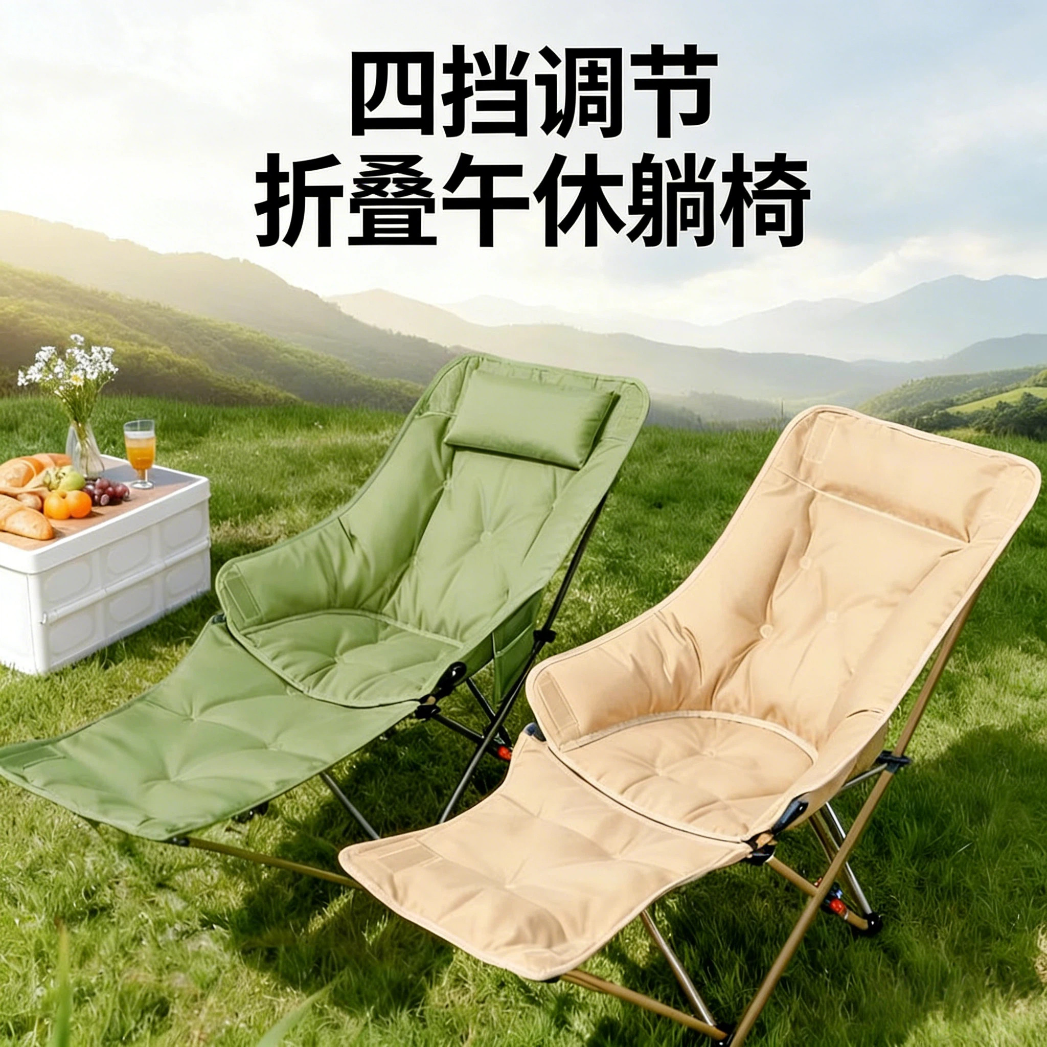 躺椅2026新款露营折叠椅子懒人阳台午休靠背家用办公室午睡折叠床