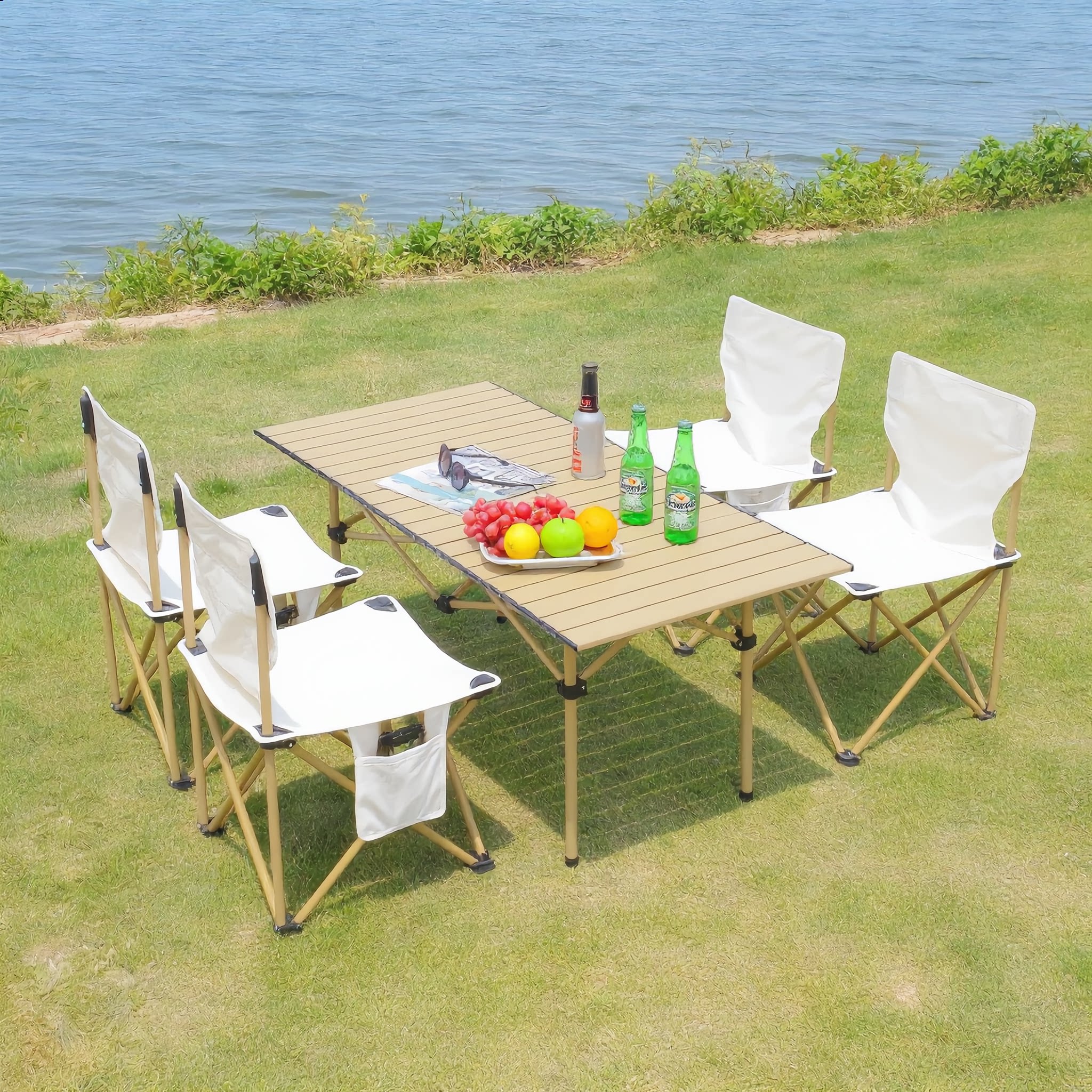 户外折叠桌露营桌椅套装蛋卷桌野炊全套装备野餐家用便携椅子一体