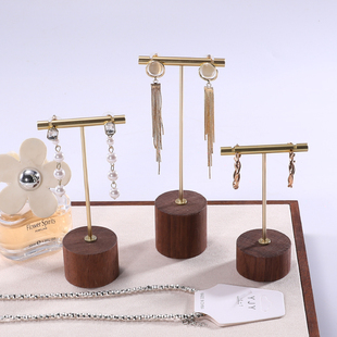 高级胡桃木首饰展示架铁艺耳钉架耳饰收纳架耳环展示架道具摆件