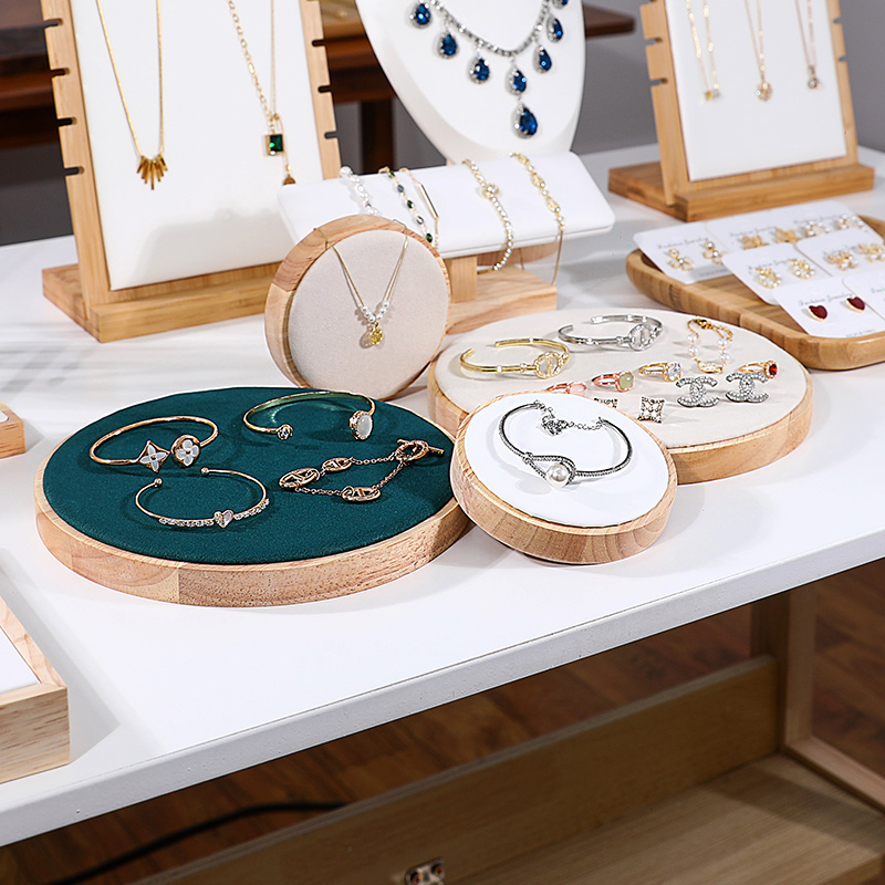 饰品展示台圆形三件套创意展示盘手镯手串珠宝陈列摆放置物架托