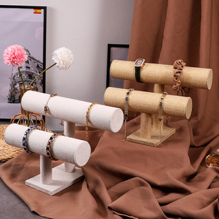 双层绒布手链手表收纳展示架简约饰品手镯架头饰首饰道具手串架托