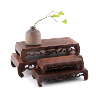 红木雕刻工艺品摆件鸡翅木底座茶壶石头花瓶盆佛像长正方实木托架