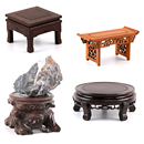 红木雕长正方圆形花瓶摆件底座 鸡翅木质花盆实木托架佛像奇石头