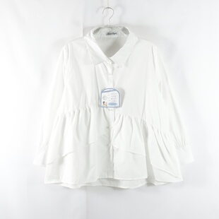 休闲衬衫 日单春季 时尚 通勤百搭单排扣宽松显瘦上衣女纯色长袖 新款