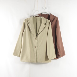 西装 领单排扣宽松显瘦上衣女纯色长袖 外套 通勤百搭西装 日单新款