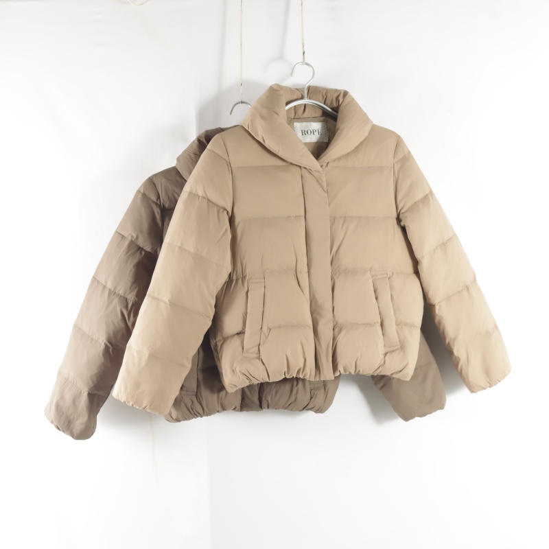 日单长袖立领按扣拉链羽绒服