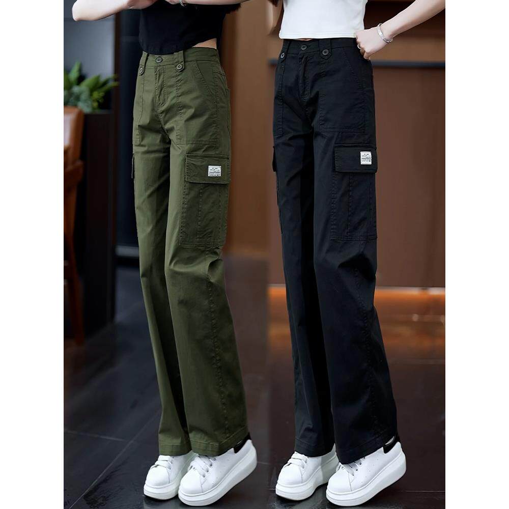 高腰显瘦工装裤女纯棉宽松直筒多口袋休闲裤百搭气质减龄夏季春款