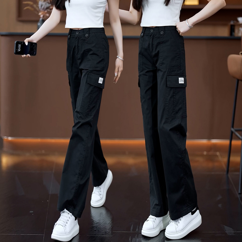 休闲裤女直筒裤夏季新款宽松显瘦多口袋小个子户外薄款百搭长裤子