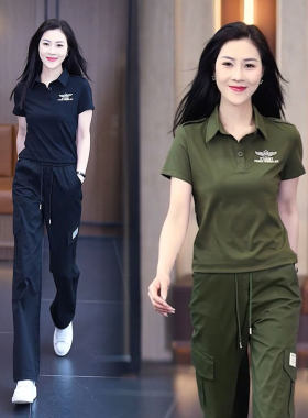 迷彩服女春夏短袖t恤新款套装