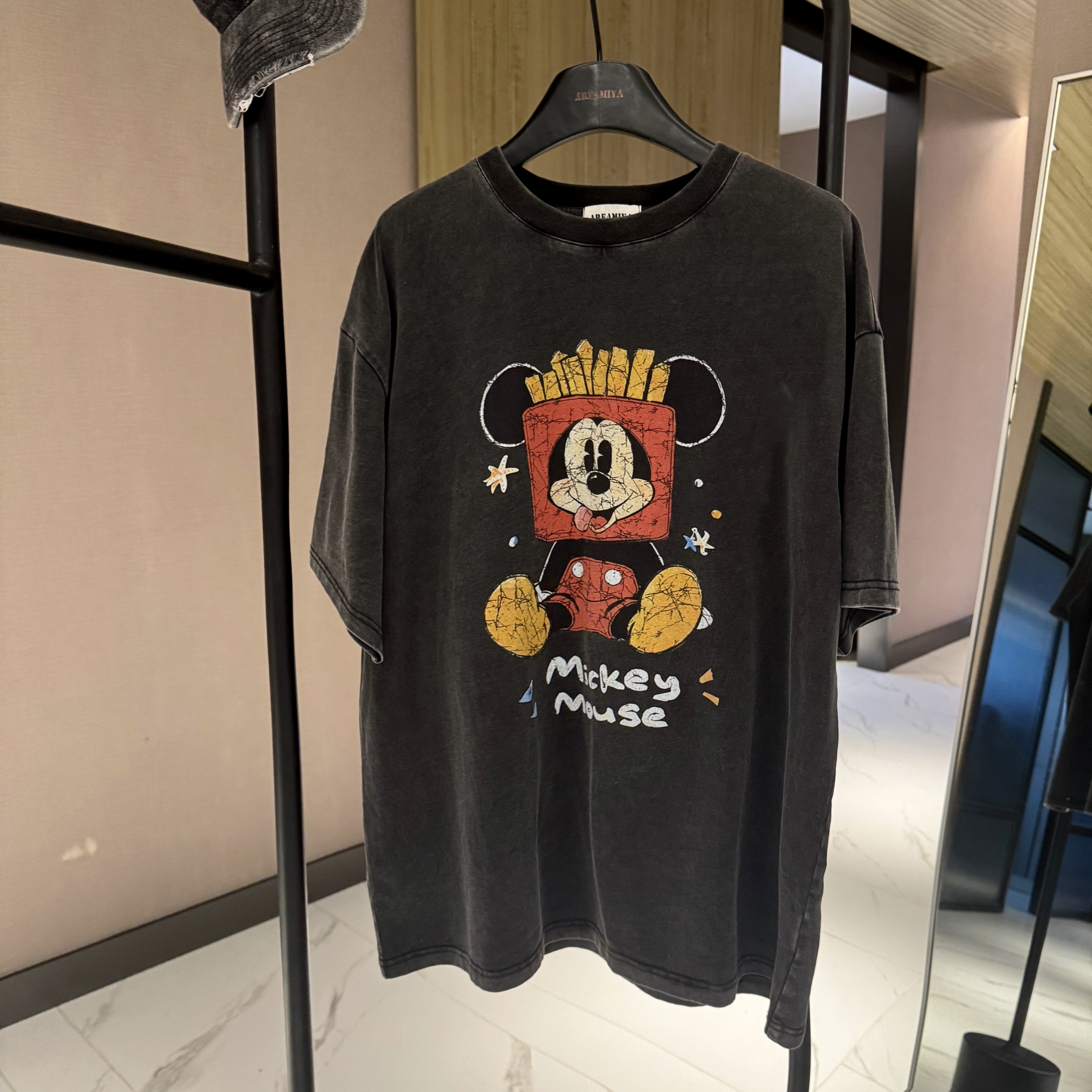 【薯条米奇】夏季女款宽松水洗做旧印花短袖T恤CP818