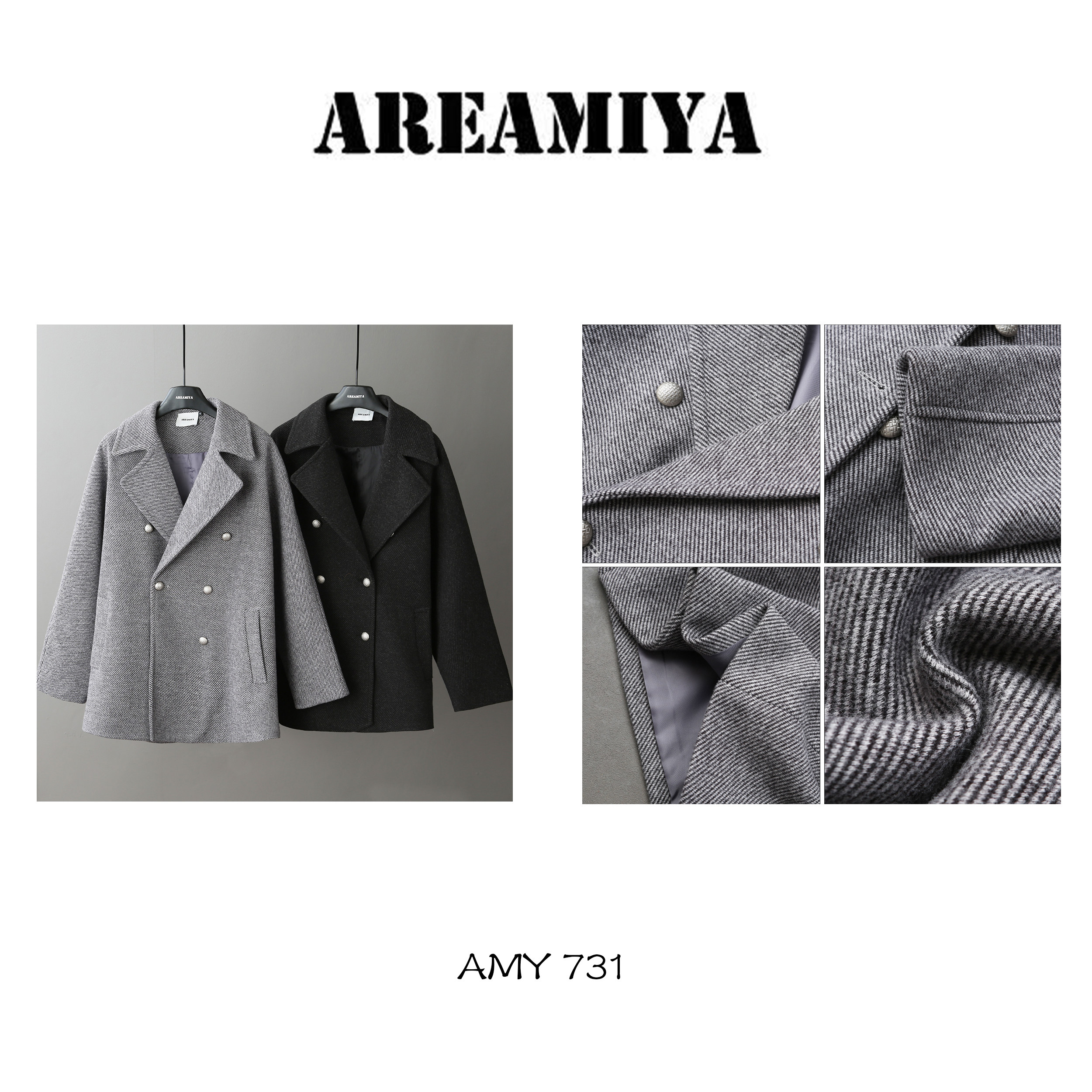 取悦粗斜纹双面呢连袖茧型大衣AMY731